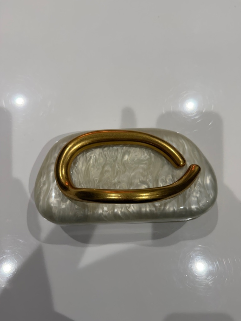 Pearlized Resin  purse/ clutch with Gold Accent